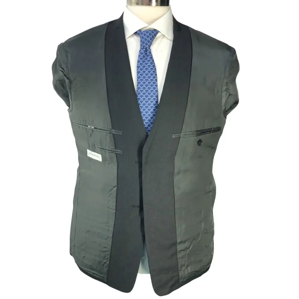 John W Nordstrom Mens Size 42S Sport Coat Suit Jacket 2 Button Charcoal Gray